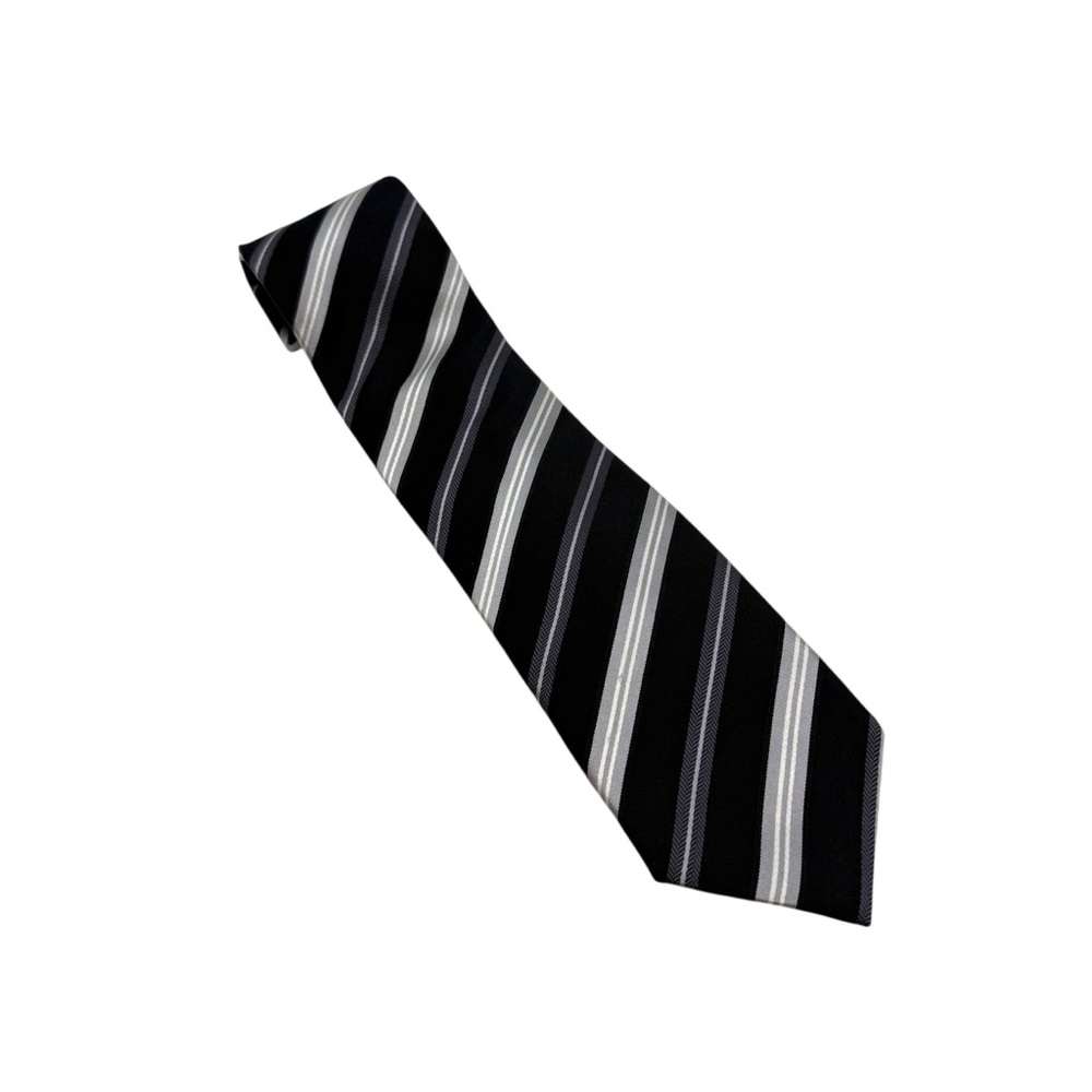 Gianfranco Valentino | Navy Grey Striped Silk Tie
